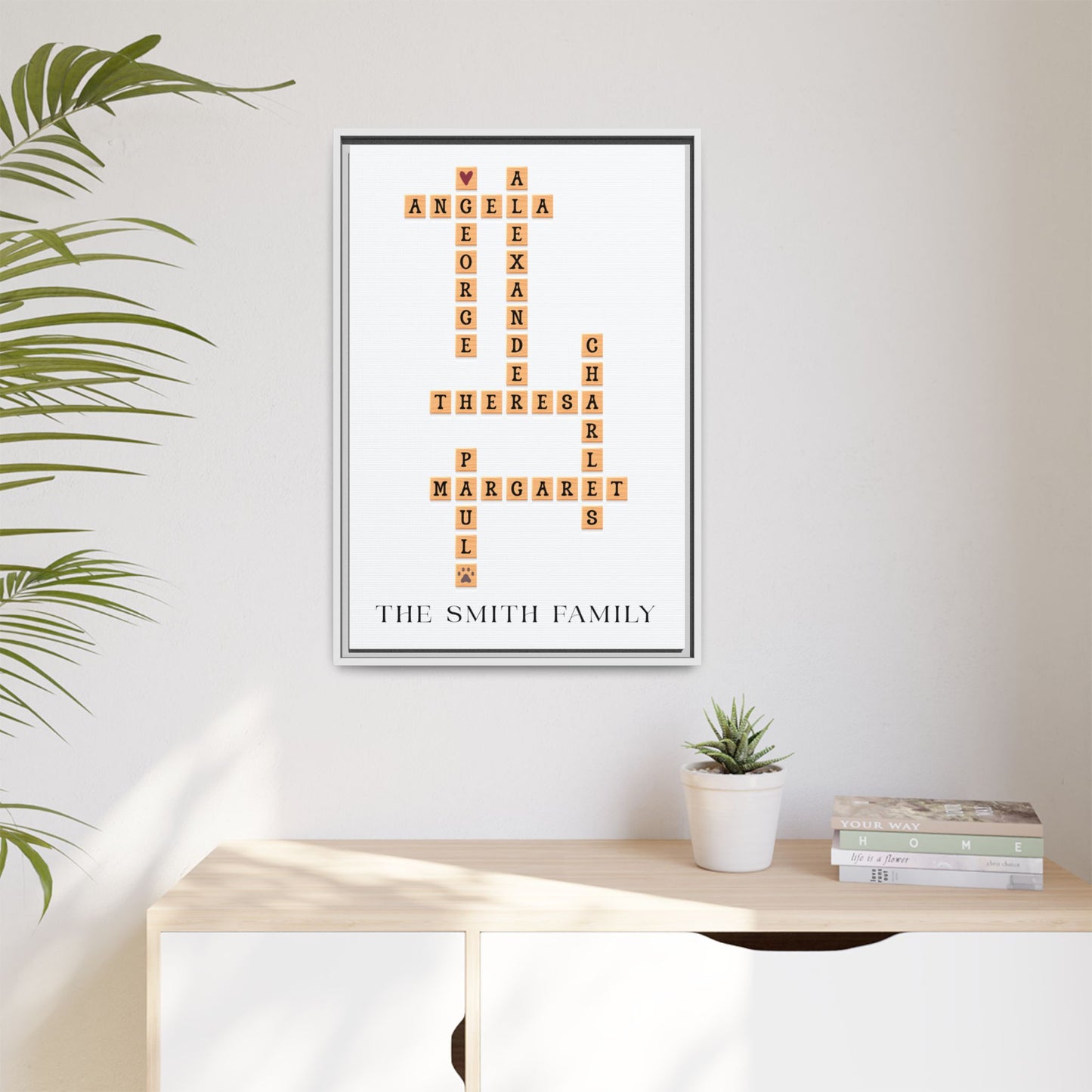 Personalised Family Scrabble Name Sign - Custom Crossword Name Signs for Weddings, Anniversaries, Valentine’s Day & Family Gifts