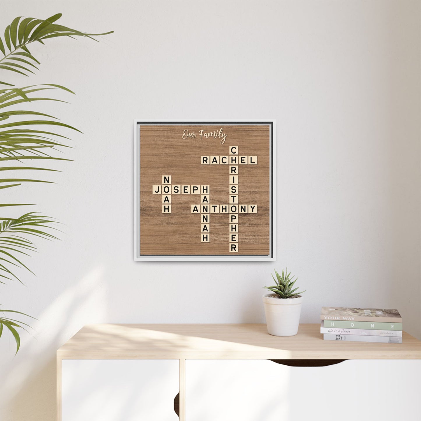 Personalized Scrabble Family Name Sign - Custom Scrabble Family Name Wall Art - Crossword Puzzle Sign for Family Names