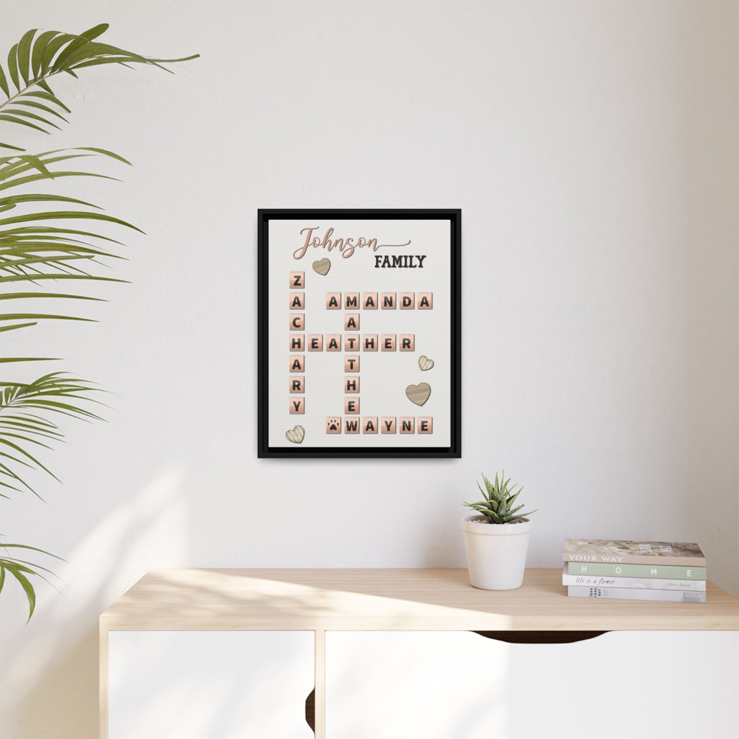 Personalized Scrabble Puzzle Family Name Signs - Custom Family Name & Grandkids Crossword Wooden Sign, Last Name Wall Art for Christmas, Weddings, Anniversaries