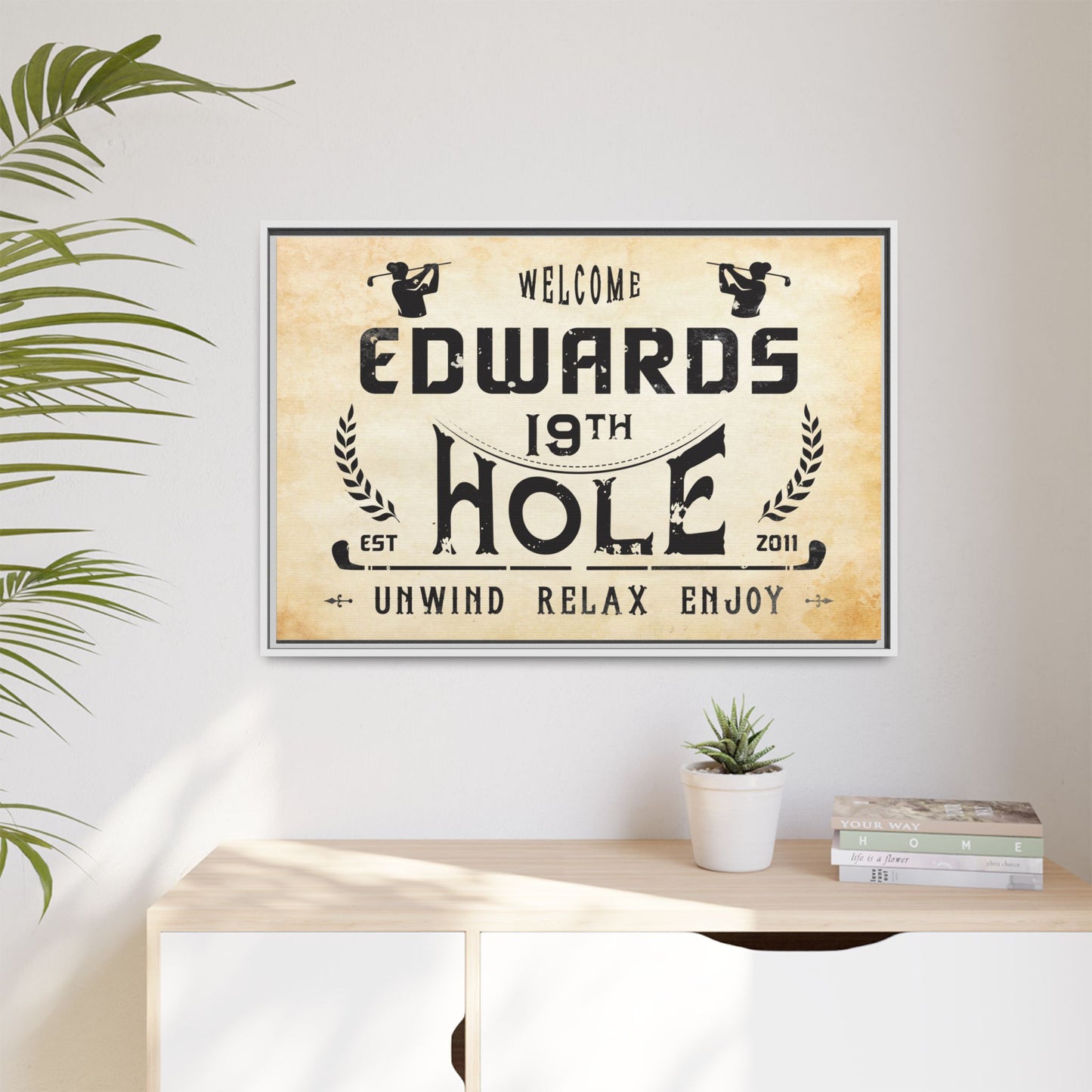 Custom 19th Hole Signs | Personalized Masters Golf Club Wall Art & Decor | Unique Golf Gifts for Husband, Men, Father’s Day, Birthday, Housewarming | Golf Graphic