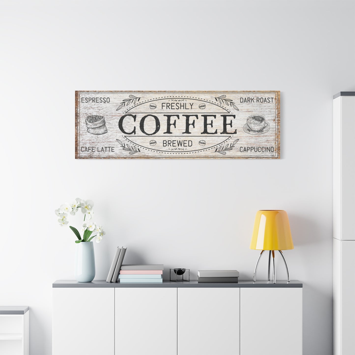 Custom Coffee Bar Sign - Personalized Espresso & Latte Wall Art for Kitchen, Café, Farmhouse or Home Coffee Bar Decor - Rustic Vintage Coffee Station Sign