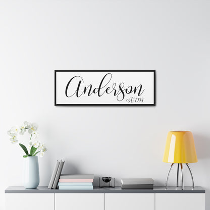 Last Name Established Sign – Family Name Sign, Wedding and Housewarming Gift, Framed Wall Art for Spring Home Decor