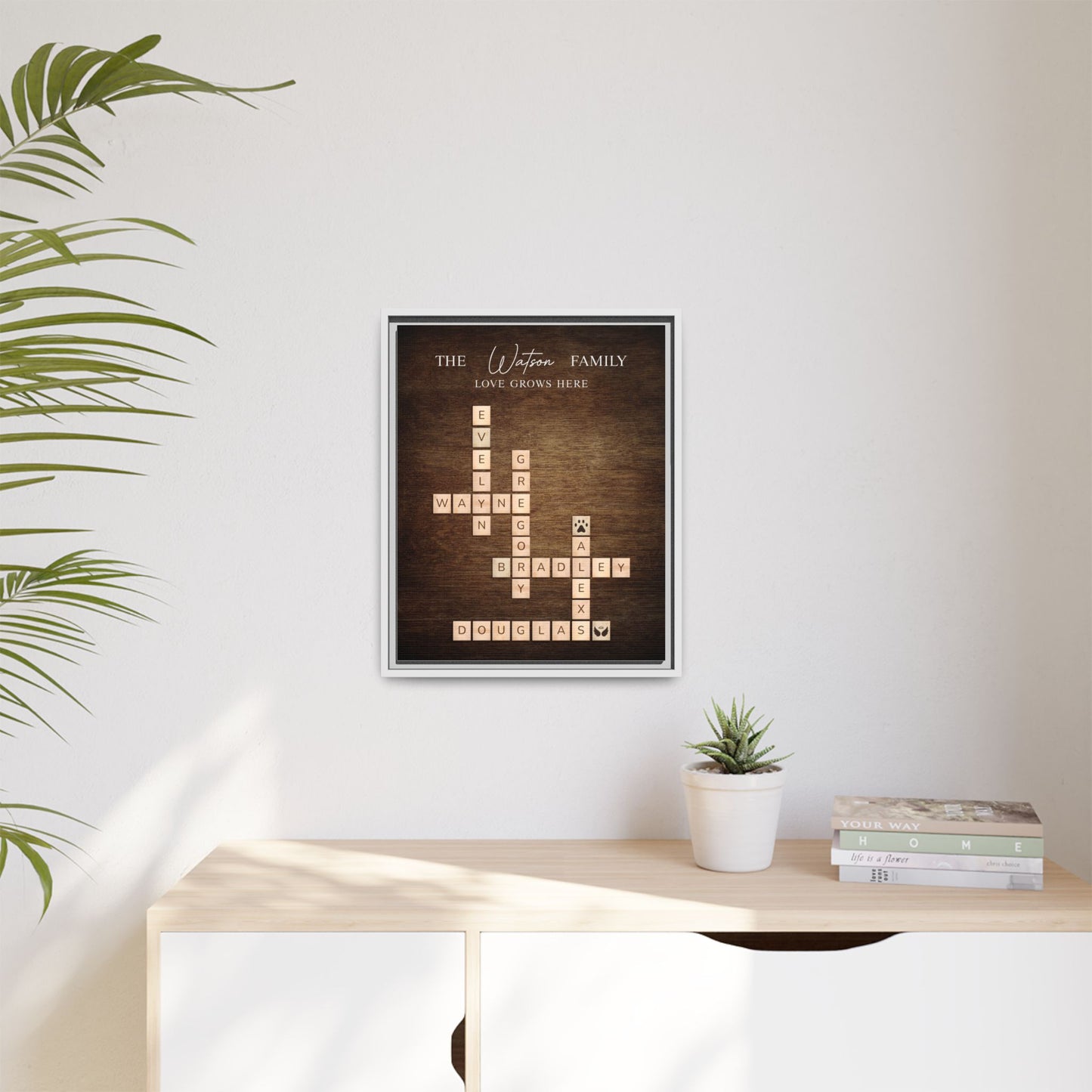 Custom Family Name Signs Scrabble - Personalized Scrabble Family Name Print, Unique Crossword Poster Wall Art - Birthdays, Weddings, Anniversaries, Holidays & Special Occasion Gifts
