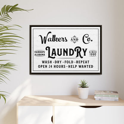 Personalized Laundry Room Sign - Modern Farmhouse Laundry Room Decor | Wash Dry Fold Repeat Wall Art | Custom Laundry Room Sign | Rustic Laundry Decor | Utility Room Prints & Funny Laundry Quotes | Home & Living Housewarming Gift