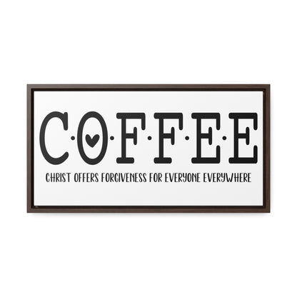 Coffee Bar Wall Art - Horizontal Gallery Wrapped Canvas - Walnut or Black Frame - Rustic Home Décor