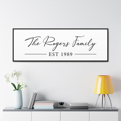 Family Last Name Sign Canvas Decor with Established Year – Custom Canvas Design for Weddings, Anniversaries, Engagements, and Housewarming Gifts