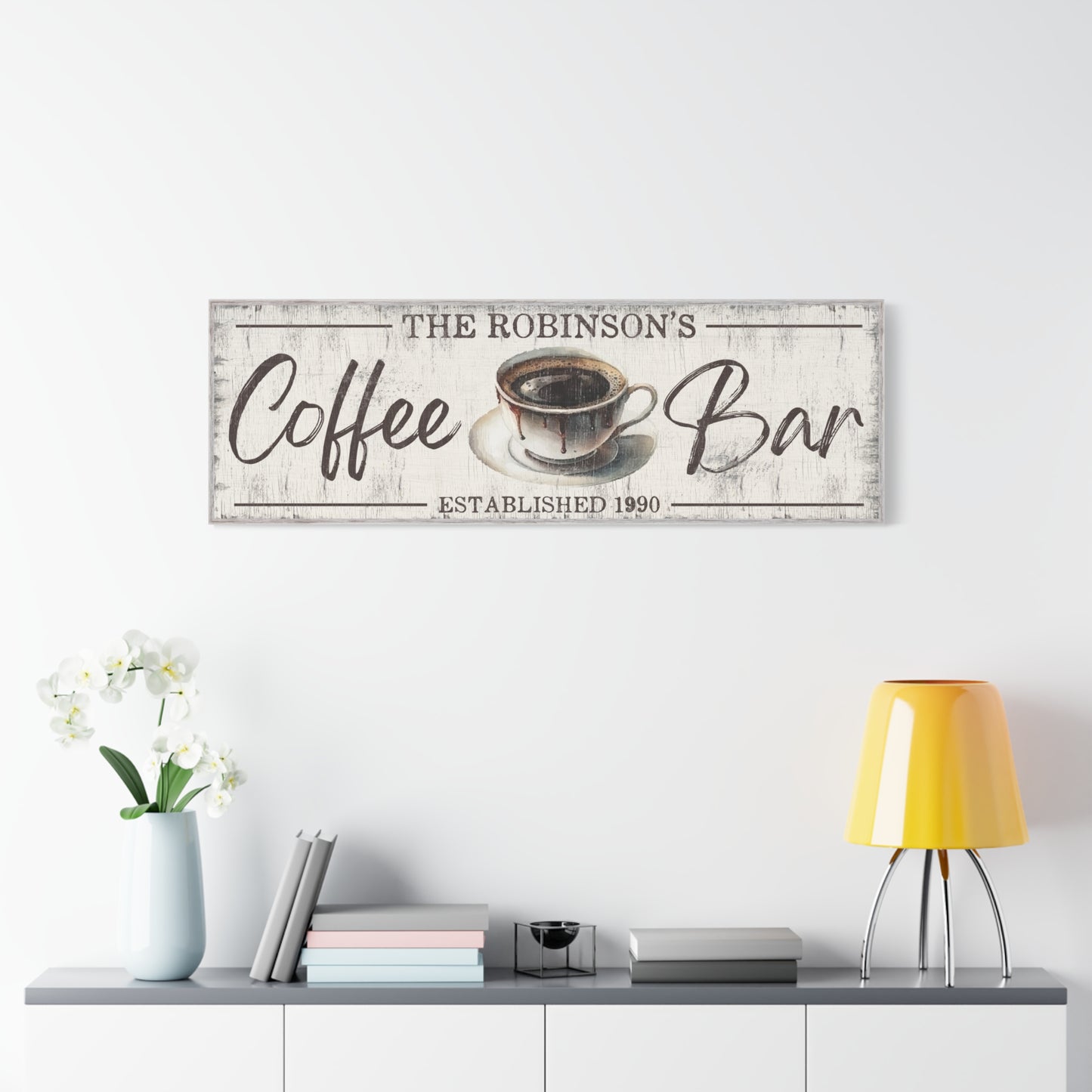 Personalized Coffee Bar Sign - Custom Family Name Coffee Co Sign, Farmhouse Kitchen Canvas Wall Art, Vintage Coffee Shop Decor, Custom Bar Sign, Coffee Lover Gift, Rustic Kitchen Coffee Decor, Coffee Bar Decor for Home