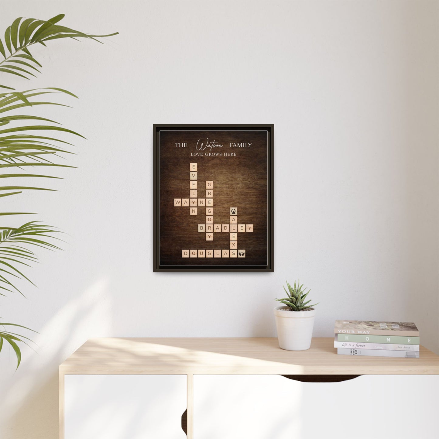 Custom Family Name Signs Scrabble - Personalized Scrabble Family Name Print, Unique Crossword Poster Wall Art - Birthdays, Weddings, Anniversaries, Holidays & Special Occasion Gifts