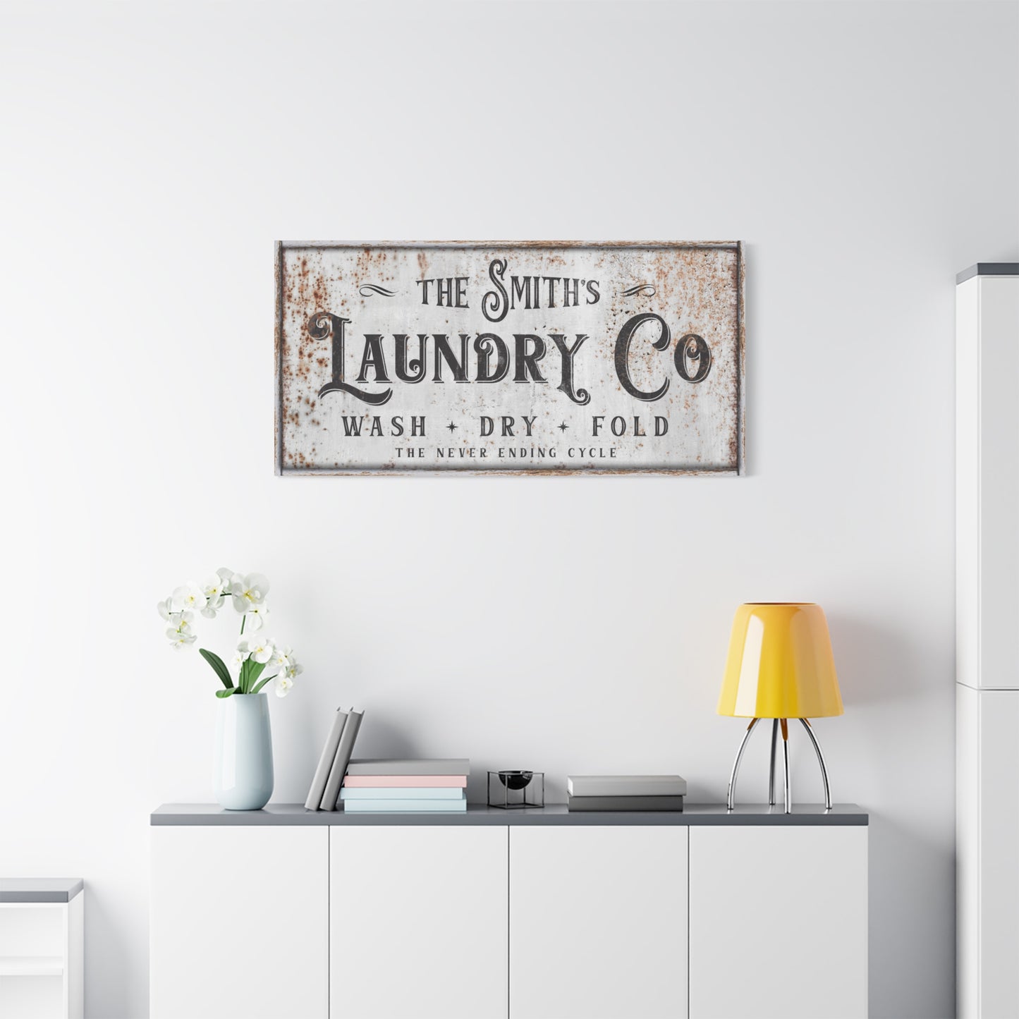 Personalized Laundry Room Signs - Custom Funny Laundry Prints, Vintage Farmhouse Quotes, Wash Dry Fold Repeat Wall Art, Laundry Stencils & Decals, Printable Home Decor