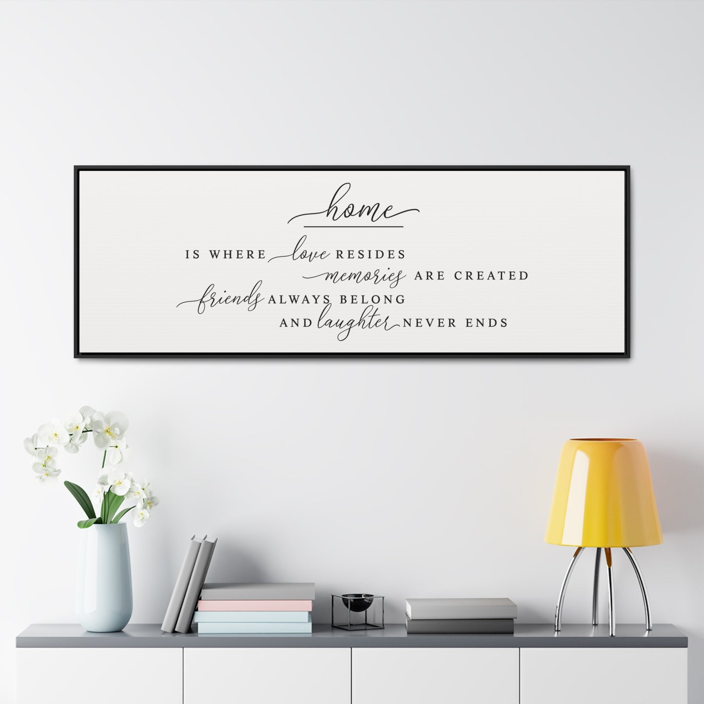 Home Is Where Love Resides Sign – Canvas Wall Art for Family Room and Living Room, Farmhouse Decor, Quality Print, and Framed Home Accent.