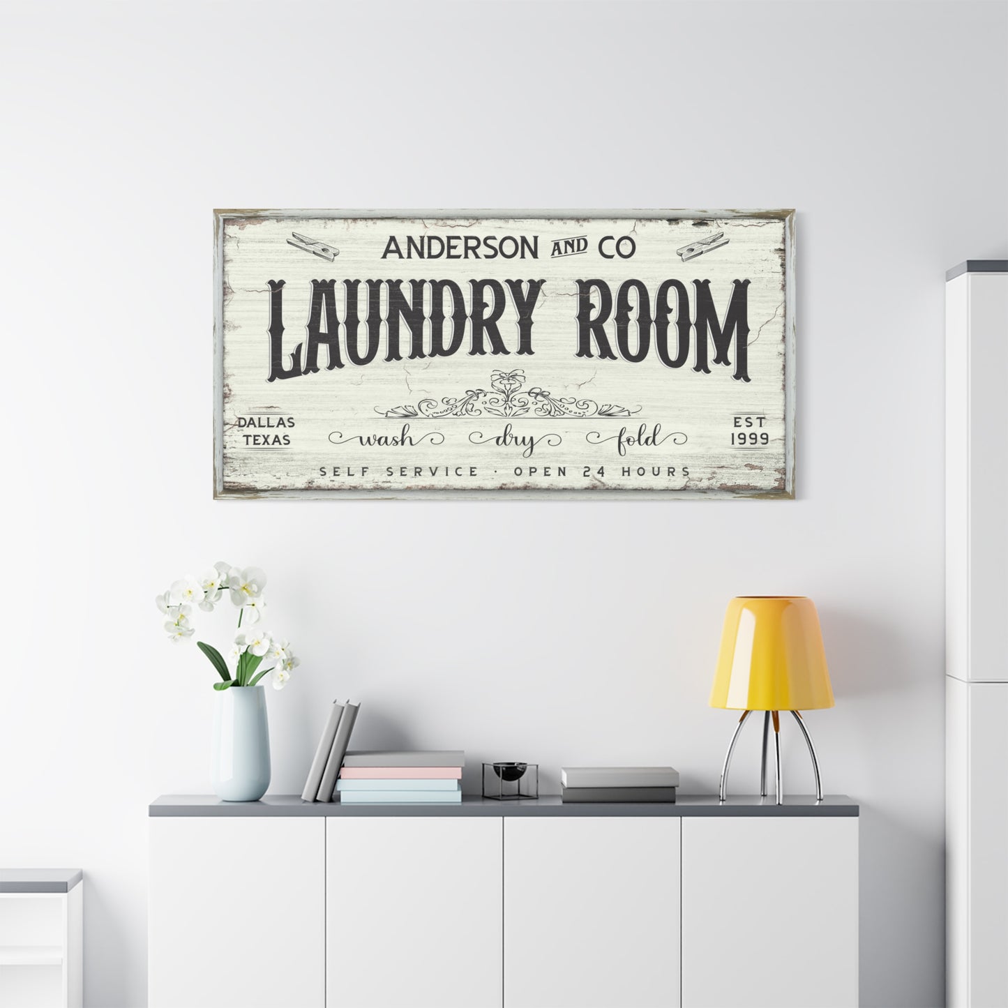 Personalized Laundry Room Signs - Custom Funny & Stylish Laundry Room Decor, Farmhouse Laundry Signs, Wash Symbols, Stain Removal, Wash Machine, Store Window Display