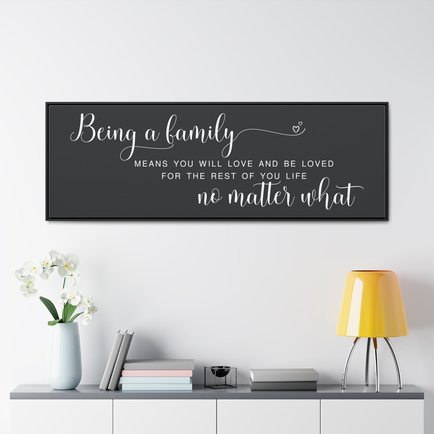 Being a Family Means Sign – Framed Canvas Family Quote Wall Decor, Black Background Living Room Sign, Family Canvas Sign for Home