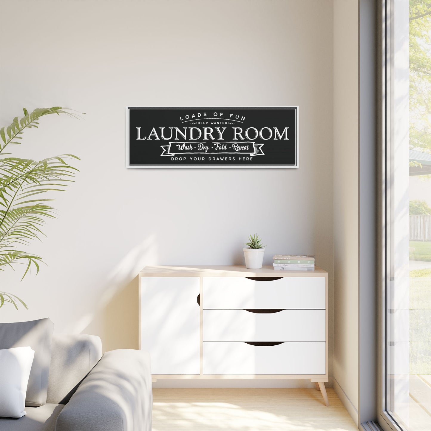 Custom Laundry Room Signs - Personalized Rustic Farmhouse Laundry Wall Decor, Modern Minimalist Laundry Art, Wash Dry Fold Poster, Utility Room Print, Framed Wood Sign, Home Décor, Housewarming & New Home Gift