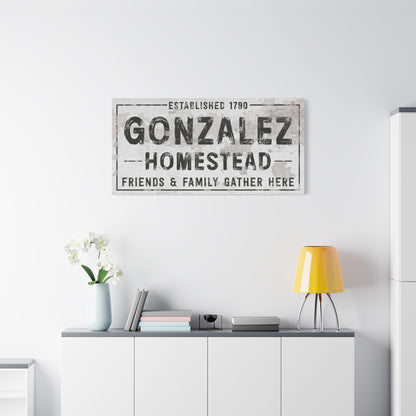 Personalized Farmhouse Family Last Name Sign – Custom Established Date Canvas Print – Vintage Distressed Wall Art for Living Room, Kitchen, or Entryway – Last Name Home Sign - Surname Signs