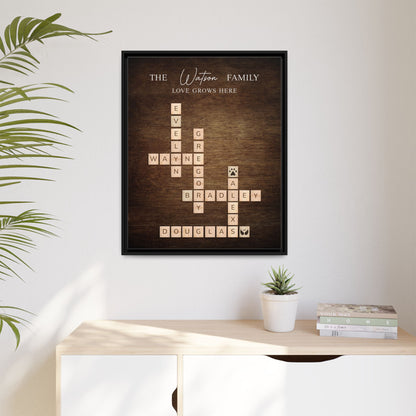 Custom Family Name Signs Scrabble - Personalized Scrabble Family Name Print, Unique Crossword Poster Wall Art - Birthdays, Weddings, Anniversaries, Holidays & Special Occasion Gifts