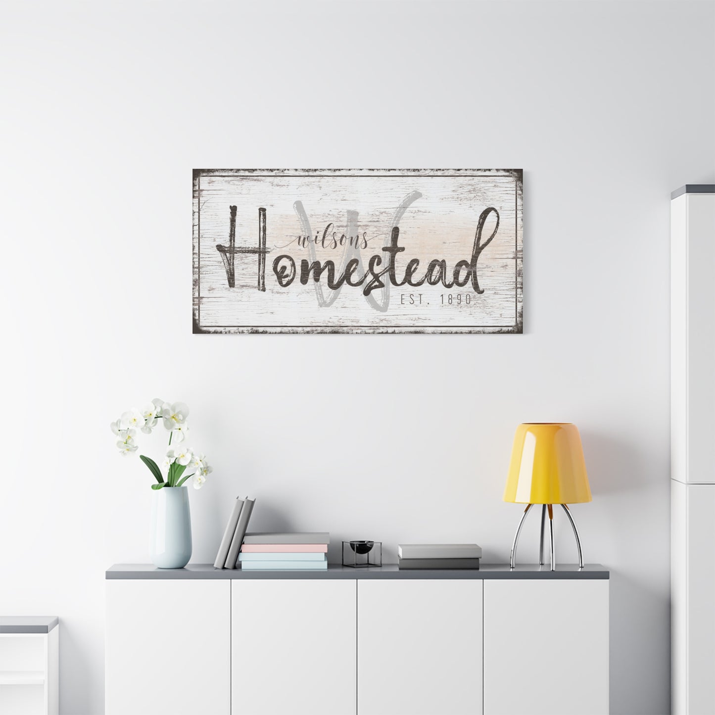 Personalized Vintage Farmhouse Family Name Sign - Custom Farmhouse Wall Art with Distressed Look - Rustic Family Name Canvas for Modern Farmhouse & Decor