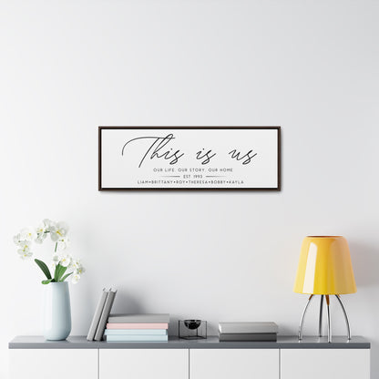 Family Name Sign – This Is Us Sign, Our Life Our Story Our Home Last Name Sign, Family Wall Art Above Couch Decor, Farmhouse Style Living Room Wall Decor