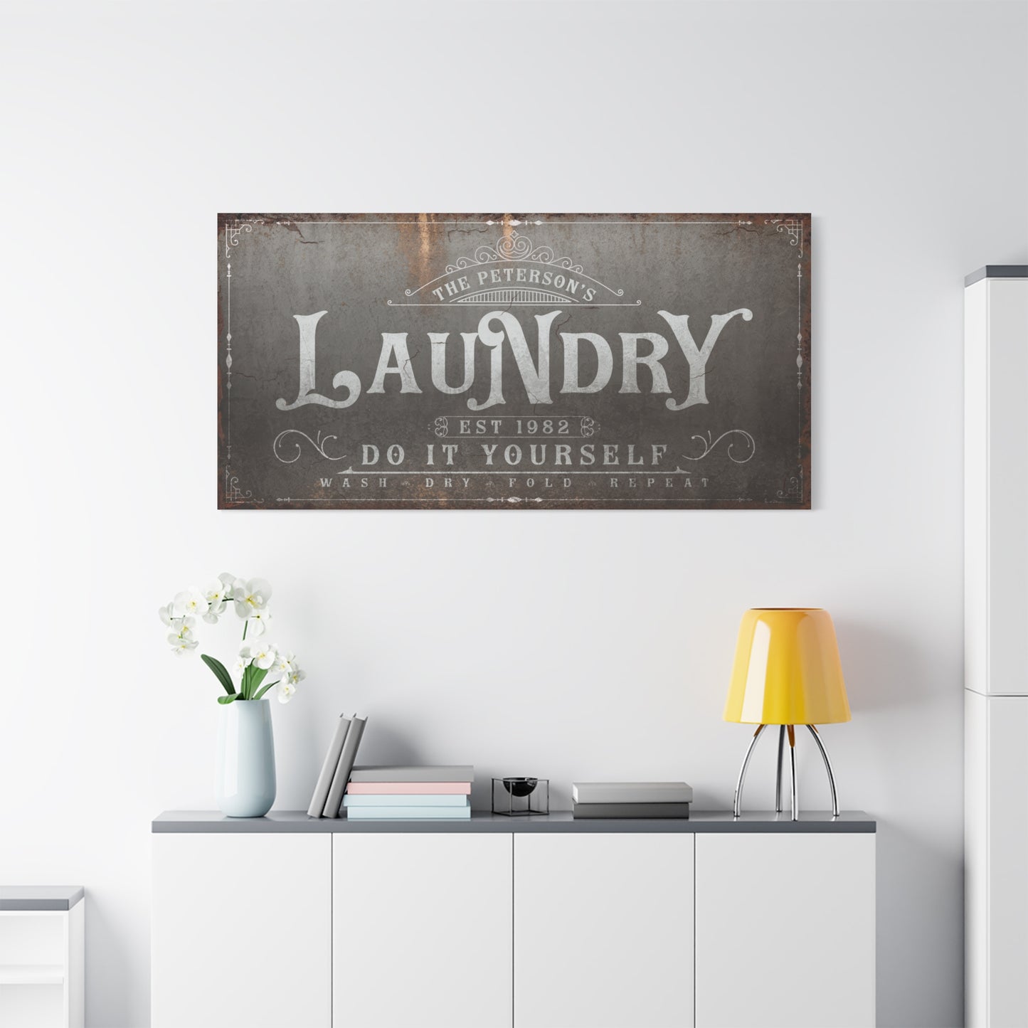 Custom Laundry Room Signs - Minimalist Printable Art, Wash Dry Fold Repeat Typography, Laundry Room Wall Art, Calming Laundry Care Prints, Wash Symbols & Instructions for Home Laundry Rooms