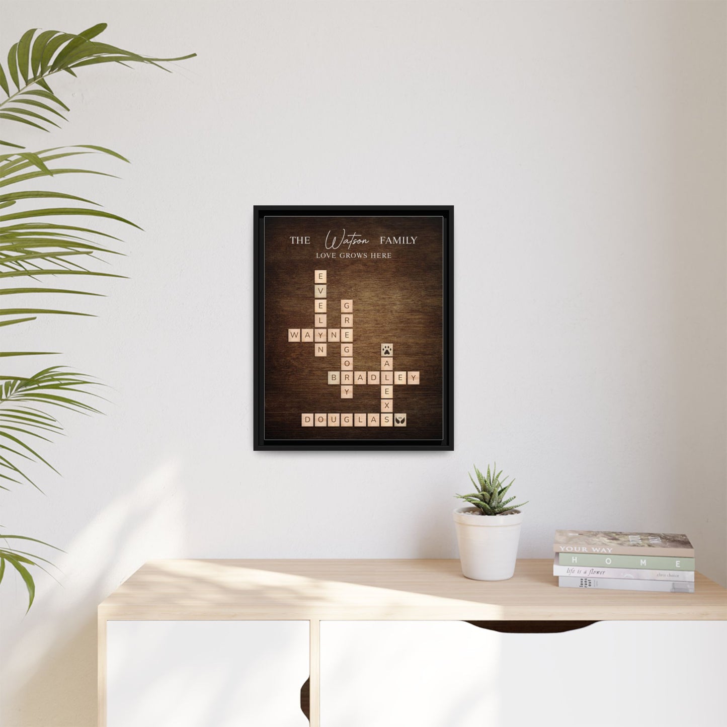 Custom Family Name Signs Scrabble - Personalized Scrabble Family Name Print, Unique Crossword Poster Wall Art - Birthdays, Weddings, Anniversaries, Holidays & Special Occasion Gifts