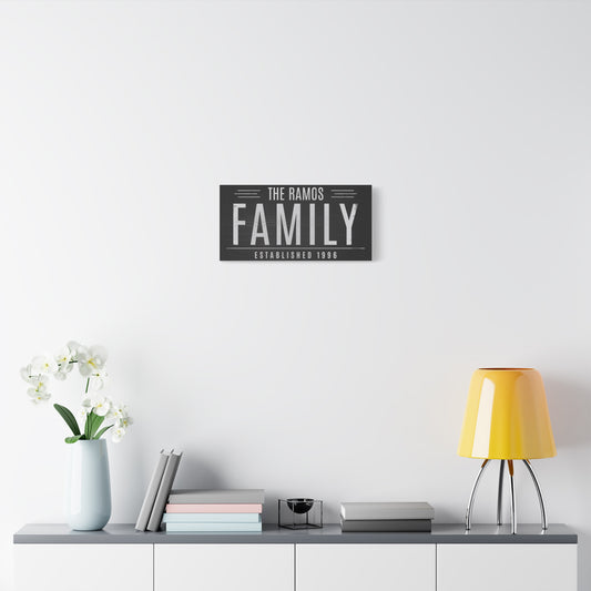 Dark Family Name Sign – Rustic Personalized Canvas Wall Art for Homes