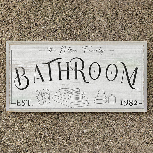 Custom Bathroom Sign | Rustic Farmhouse Bathroom Decor | Hot Bath Wall Art | Vintage Over Tub Canvas | Large Bathroom Wall Hanging | Bath Phrase Sign