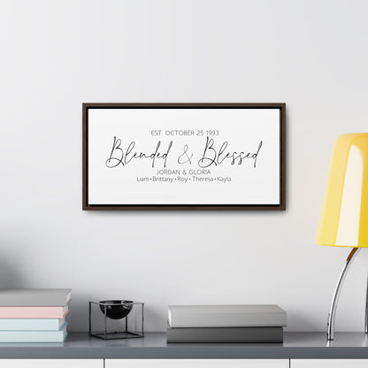 Blended and Blessed Family Sign – Custom Canvas Wall Decor for Blended Families, Perfect for Weddings, Family Established Gifts, and Farmhouse Spaces.