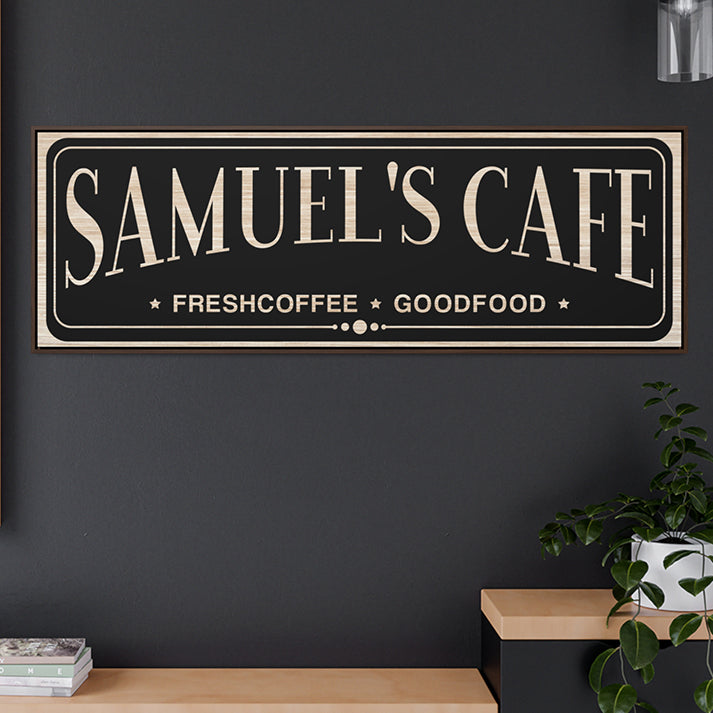 Custom Cafe Sign | Personalized Barista Chef Name Sign | Fresh Coffee & Good Food Artwork | Coffee Lover's Wall Décor | Custom Father's Day Gift | Coffee Shop Interior Sign | Custom Coffee Sign for Kitchen | Unique Personalized Gift for Coffee Enthusiasts