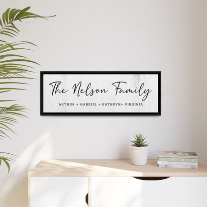 Custom Family Name Sign with Kids Names -Personalized Family Name Sign with Pinewood Frame - Last Name Wall Art for Anniversary or Wedding Gift
