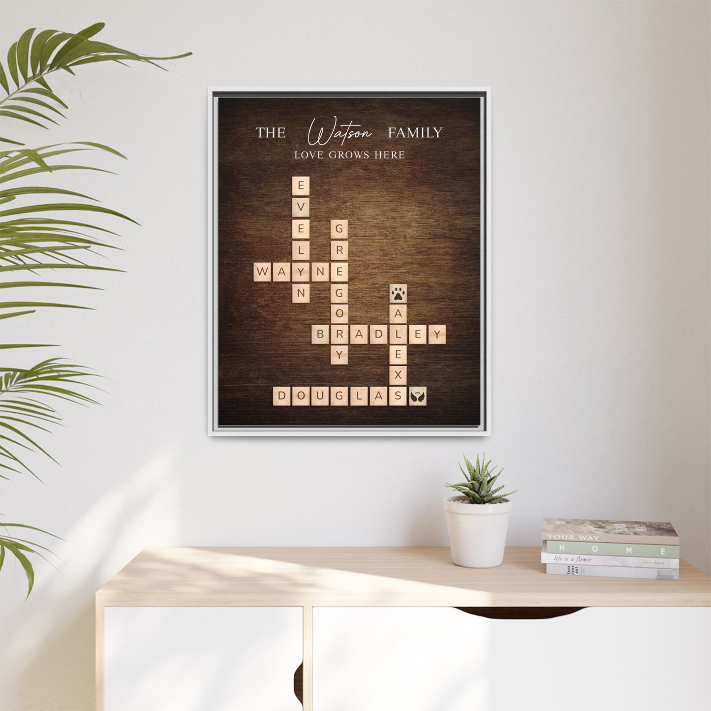 Custom Family Name Signs Scrabble - Personalized Scrabble Family Name Print, Unique Crossword Poster Wall Art - Birthdays, Weddings, Anniversaries, Holidays & Special Occasion Gifts