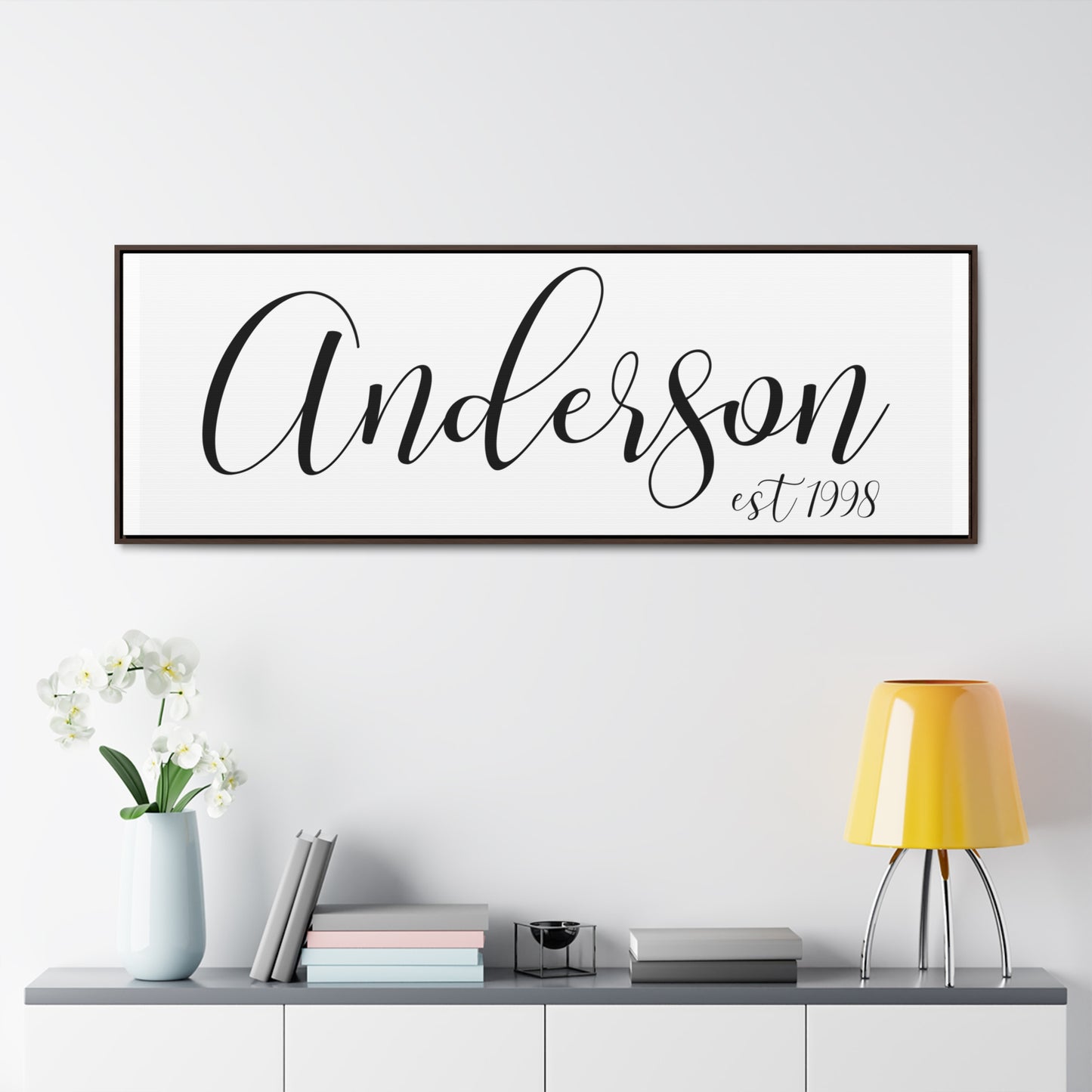 Last Name Established Sign – Family Name Sign, Wedding and Housewarming Gift, Framed Wall Art for Spring Home Decor