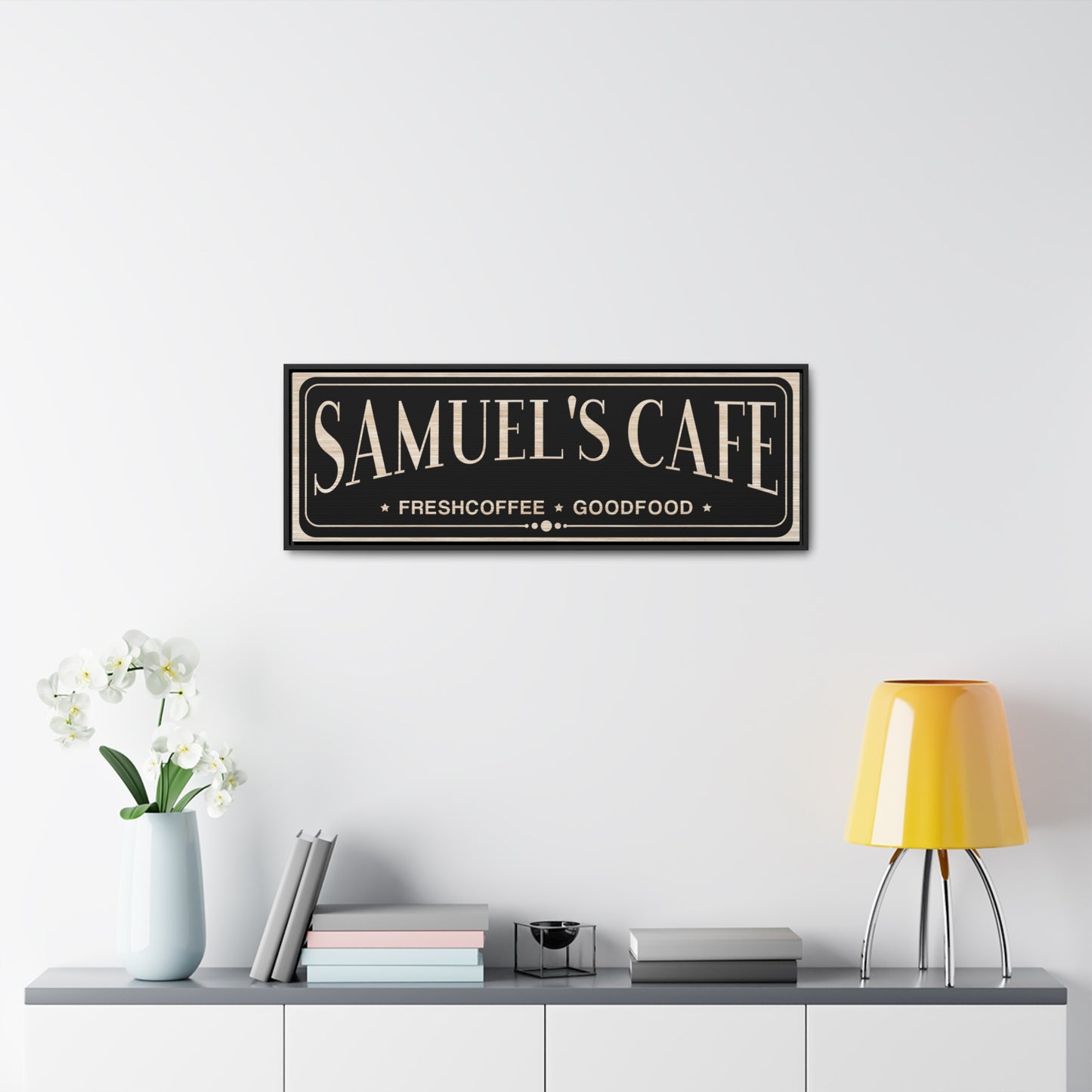 Custom Cafe Sign | Personalized Barista Chef Name Sign | Fresh Coffee & Good Food Artwork | Coffee Lover's Wall Décor | Custom Father's Day Gift | Coffee Shop Interior Sign | Custom Coffee Sign for Kitchen | Unique Personalized Gift for Coffee Enthusiasts