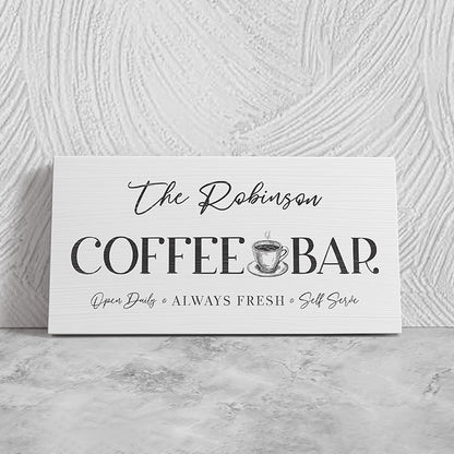 Personalized Coffee Bar Sign | Custom Coffee Signs for Kitchen Decor | Rustic Coffee Bar Canvas Wall Art | Unique Coffee Station Decoration