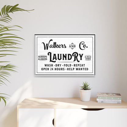 Personalized Laundry Room Sign - Modern Farmhouse Laundry Room Decor | Wash Dry Fold Repeat Wall Art | Custom Laundry Room Sign | Rustic Laundry Decor | Utility Room Prints & Funny Laundry Quotes | Home & Living Housewarming Gift