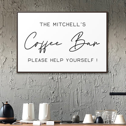 Personalized Coffee Bar Sign | Last Name Coffee Bar Wall Decor | Kitchen Wall Art for Coffee Enthusiasts | Customizable Coffee Shop Sign for Home or Office