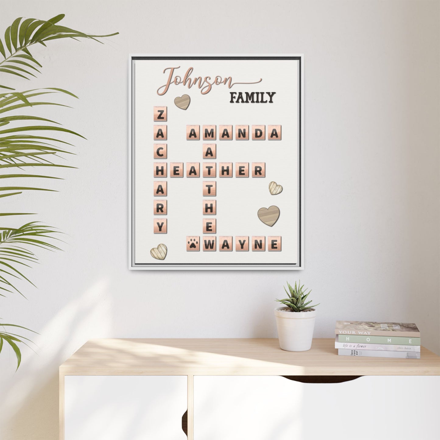 Personalized Scrabble Puzzle Family Name Signs - Custom Family Name & Grandkids Crossword Wooden Sign, Last Name Wall Art for Christmas, Weddings, Anniversaries