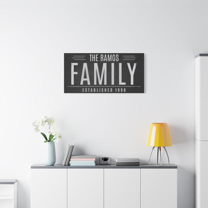 Dark Family Name Sign – Rustic Personalized Canvas Wall Art for Homes