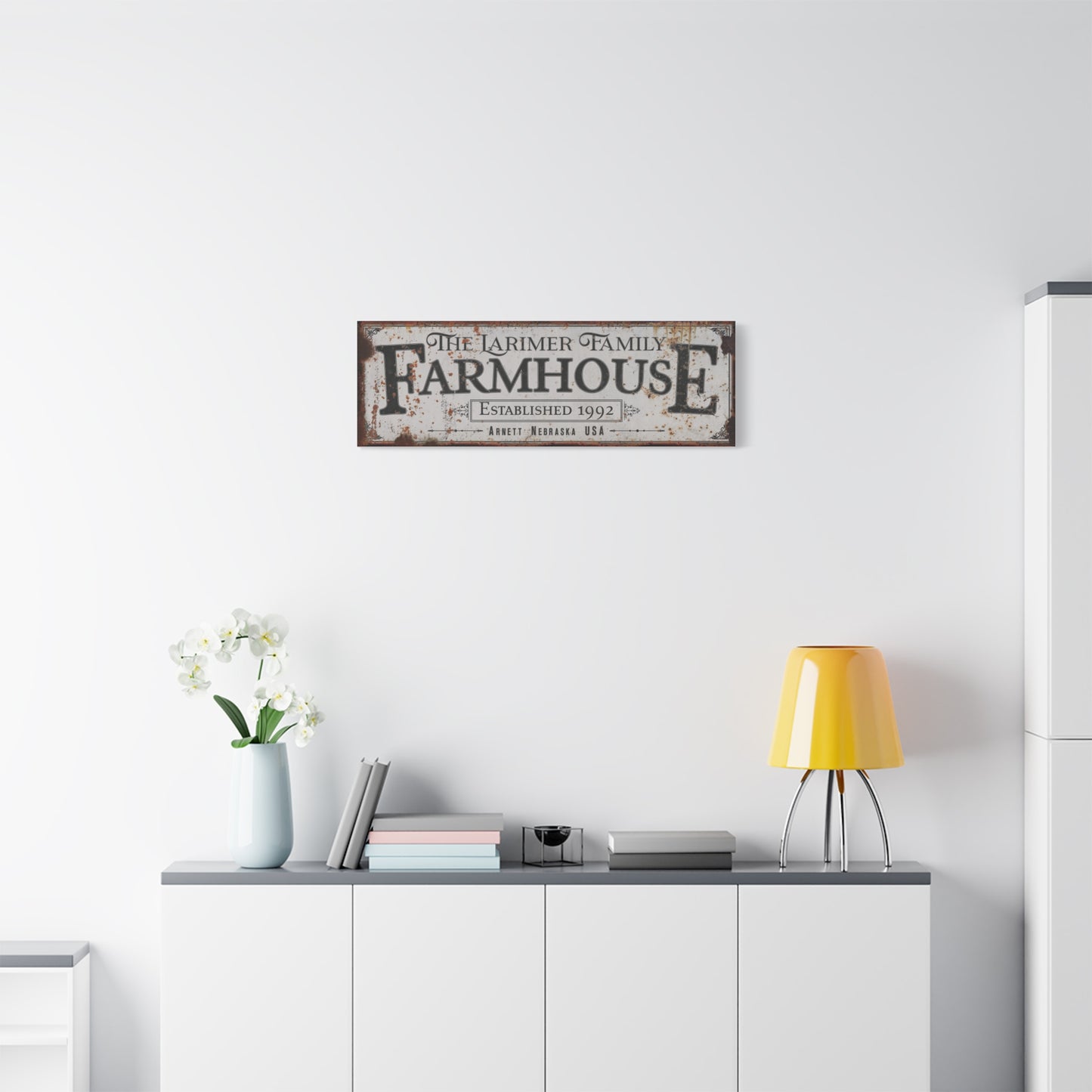 Custom Farmhouse Family Name Sign With Established Date- Modern Rustic Metal Wall Decor - Vintage Rust Aluminum Sign for Living Room, Entryway, or Kitchen