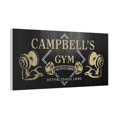 Personalized Home Gym Sign, Custom Name Workout Room Wall Art, No Excuses CrossFit Décor, Unique Gift for Dad, Muscle Dumbbell Gym Décor, Customized Canvas Fitness Décor