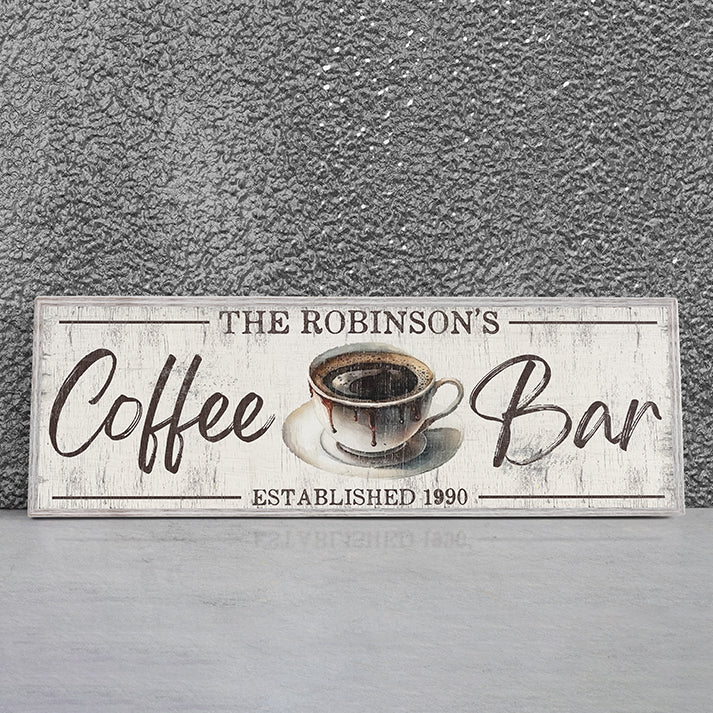 Personalized Coffee Bar Sign - Custom Family Name Coffee Co Sign, Farmhouse Kitchen Canvas Wall Art, Vintage Coffee Shop Decor, Custom Bar Sign, Coffee Lover Gift, Rustic Kitchen Coffee Decor, Coffee Bar Decor for Home