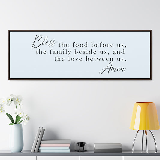 Bless the Food Before Us, The Family Beside Us, and the Love Between Us Sign – Farmhouse Dining Room Decor, Customizable Framed Wall Art