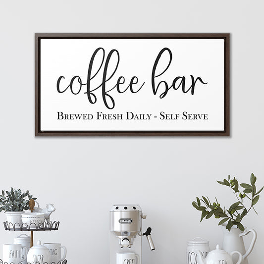 Personalized Coffee Bar Sign - Brewed Fresh Daily - Kitchen Wall Décor for Coffee Stations, Farmhouse Kitchens, and Rustic Home Decoration