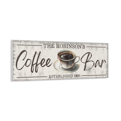 Personalized Coffee Bar Sign - Custom Family Name Coffee Co Sign, Farmhouse Kitchen Canvas Wall Art, Vintage Coffee Shop Decor, Custom Bar Sign, Coffee Lover Gift, Rustic Kitchen Coffee Decor, Coffee Bar Decor for Home