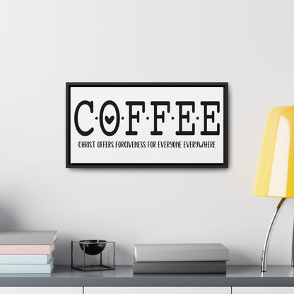 Coffee Bar Wall Art - Horizontal Gallery Wrapped Canvas - Walnut or Black Frame - Rustic Home Décor