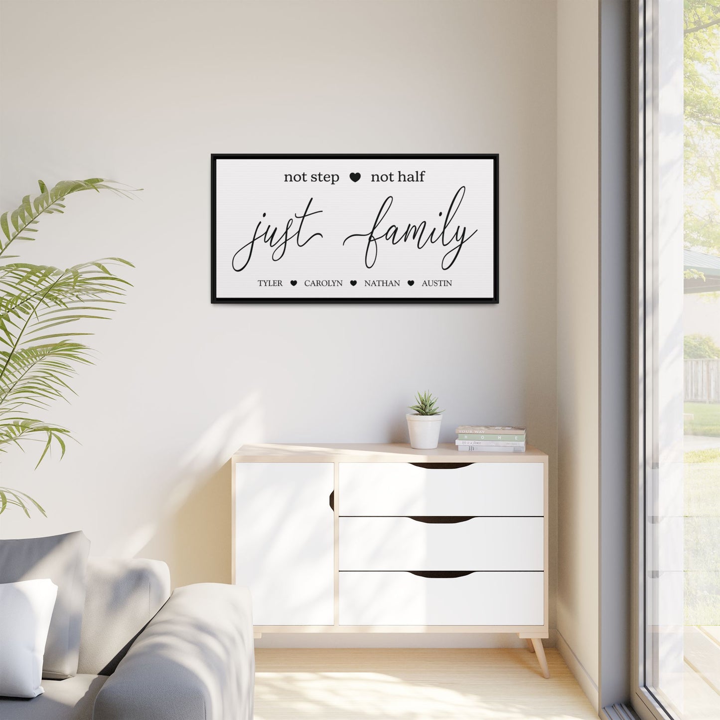 Personalized Family Sign with Kids' Names - Custom Blended Family Wall Art, Wood Framed Canvas Print for Living Room, Entryway, Nursery or Porch