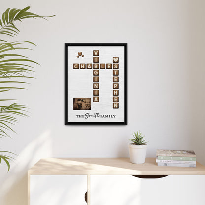 Personalized Family Name Sign Scrabble - Custom Family Name Scrabble Wall Art - Wooden Textured Family Keepsake Poster - Unique Home Décor & Gift