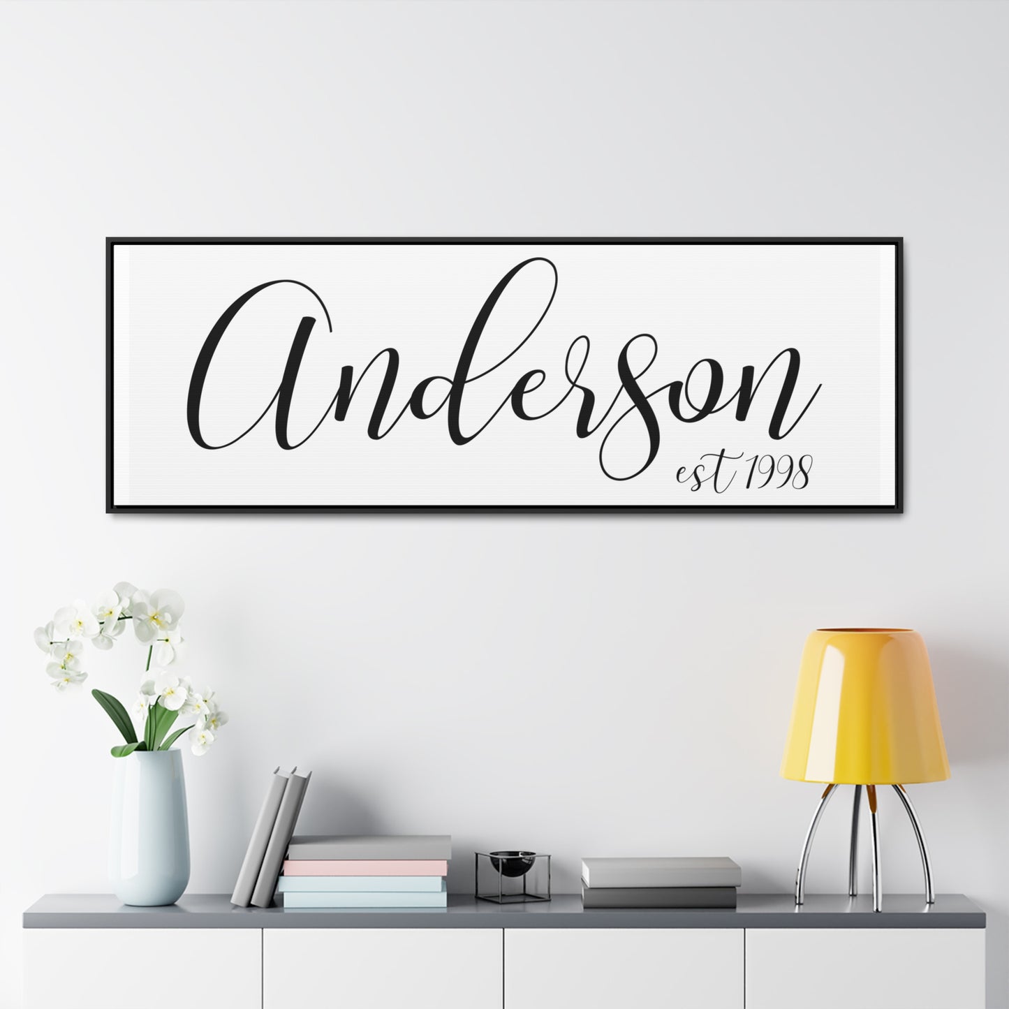 Last Name Established Sign – Family Name Sign, Wedding and Housewarming Gift, Framed Wall Art for Spring Home Decor