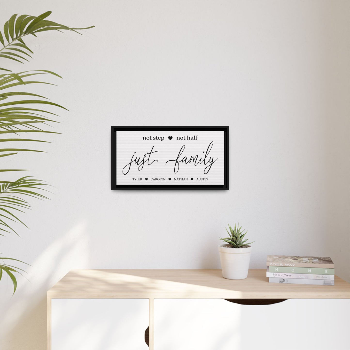Personalized Family Sign with Kids' Names - Custom Blended Family Wall Art, Wood Framed Canvas Print for Living Room, Entryway, Nursery or Porch