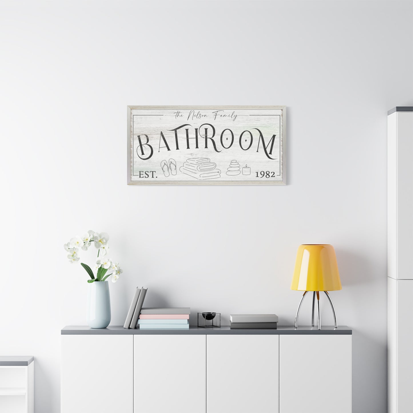 Custom Bathroom Sign | Rustic Farmhouse Bathroom Decor | Hot Bath Wall Art | Vintage Over Tub Canvas | Large Bathroom Wall Hanging | Bath Phrase Sign