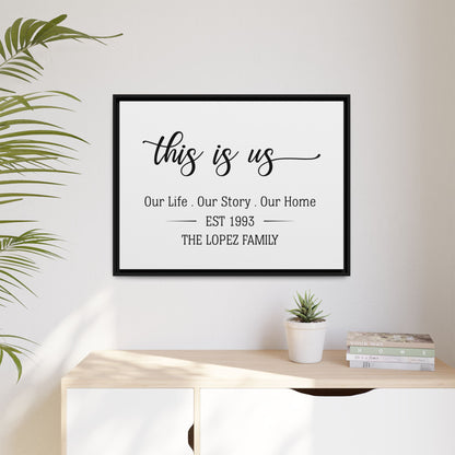 This Is Us Family Name Sign | Our Life Our Story Our Home Last Name Wall Art | Personalized Family Sign for Living Room, Above Couch Decor