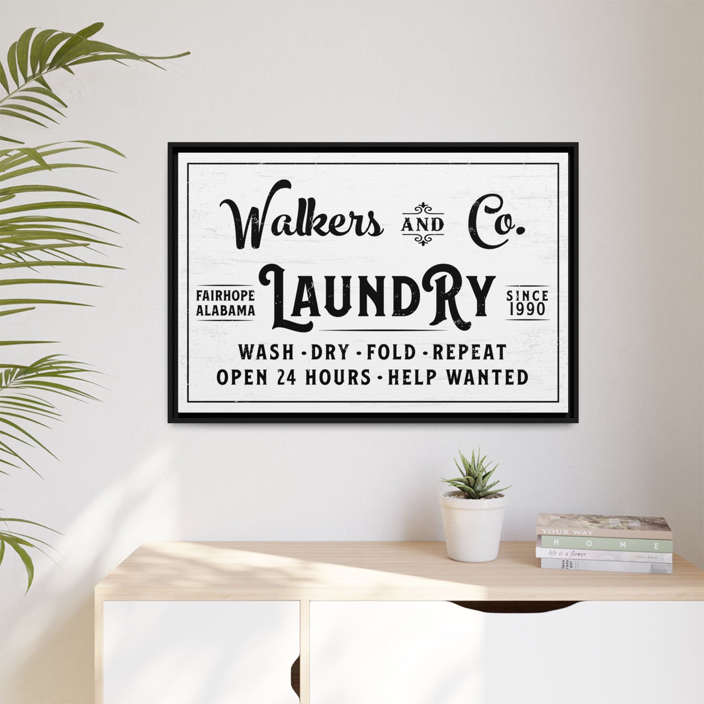 Personalized Laundry Room Sign - Modern Farmhouse Laundry Room Decor | Wash Dry Fold Repeat Wall Art | Custom Laundry Room Sign | Rustic Laundry Decor | Utility Room Prints & Funny Laundry Quotes | Home & Living Housewarming Gift